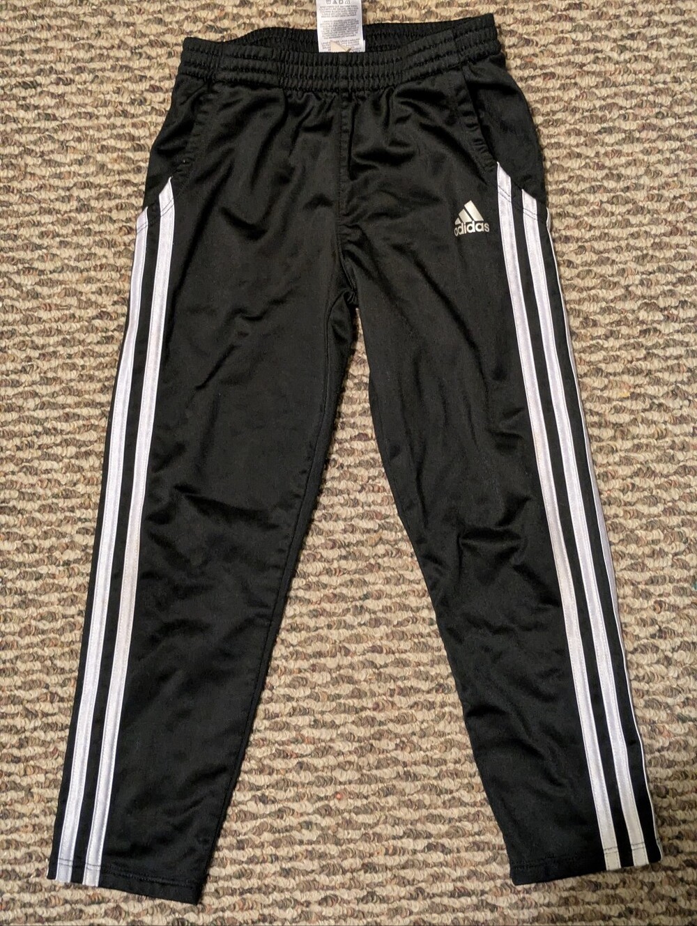GUC adidas Size 6 Black Track Joggers with White Three-Stripe Detail